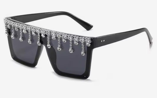 Vintage Luxury Oversized Rhinestone Sunglasses for Women - Designer Diamond Eyewear
